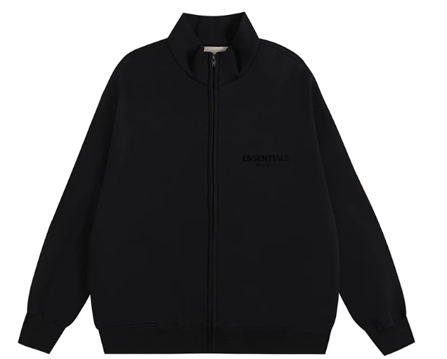 Fear of God Essentials Black Full-Zip Stand Collar Jacket