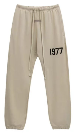 Fear of God Essentials Oatmeal Joggers with Black 1977 Graphic