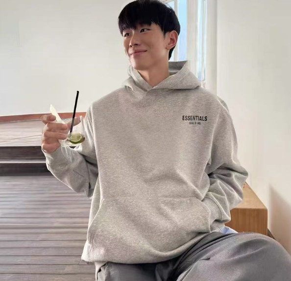 Fear of God Essentials Heather Gray Back Logo Hoodie