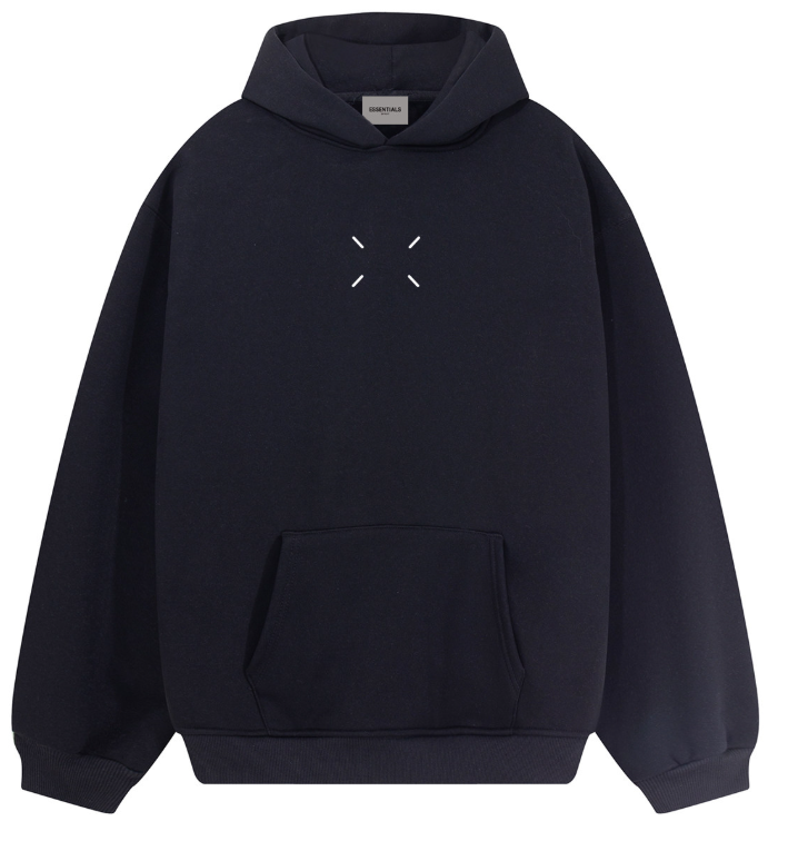 Fear of God Essentials Black Cross Stitch Hoodie