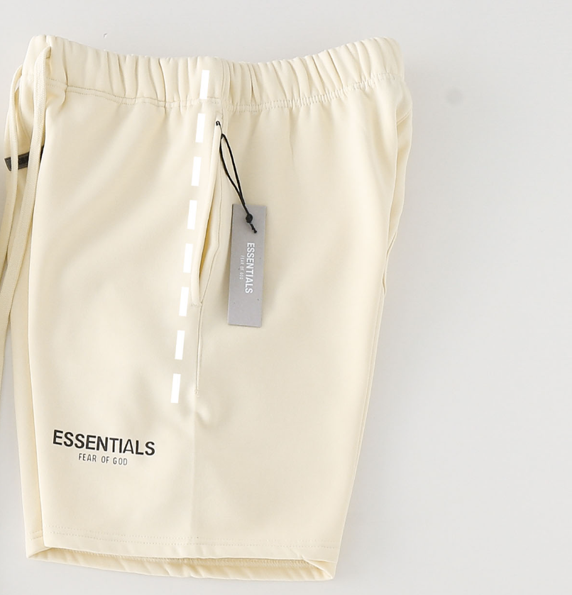 Fear of God Essentials Cream Yellow Logo Shorts