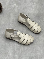 Women Summer Genuine Leather Soft Low Heel Sandals