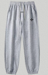 Fear of God Essentials Grey Joggers with Black Cross Graphic