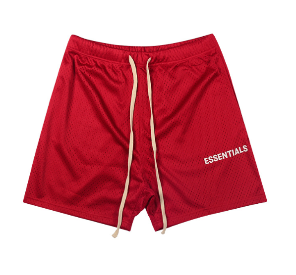 Fear of God Essentials Red White Mesh Shorts