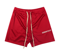 Fear of God Essentials Red White Mesh Shorts