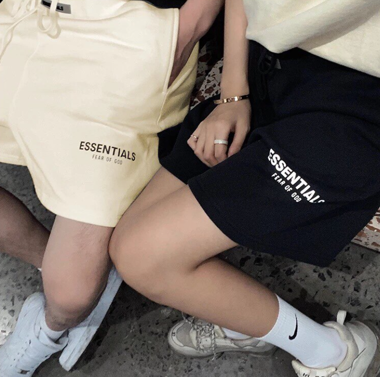 Fear of God Essentials Cream Yellow Logo Shorts