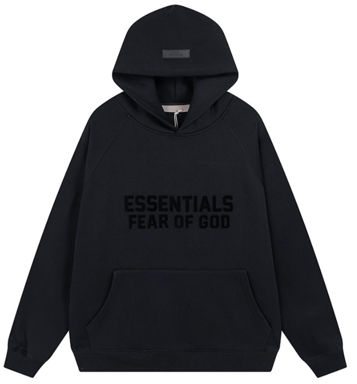 Fear of God Essentials Black Tonal Logo Hoodie
