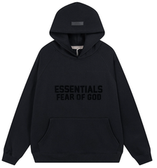 Fear of God Essentials Black Tonal Logo Hoodie