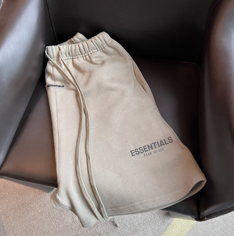 Fear of God Essentials Oatmeal Reflective Logo Shorts