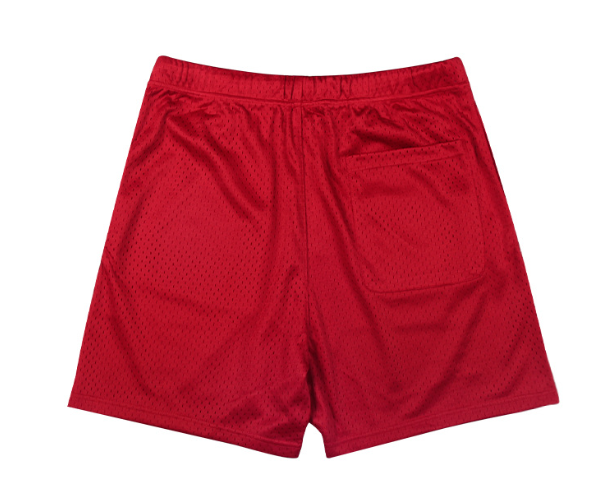 Fear of God Essentials Red White Mesh Shorts