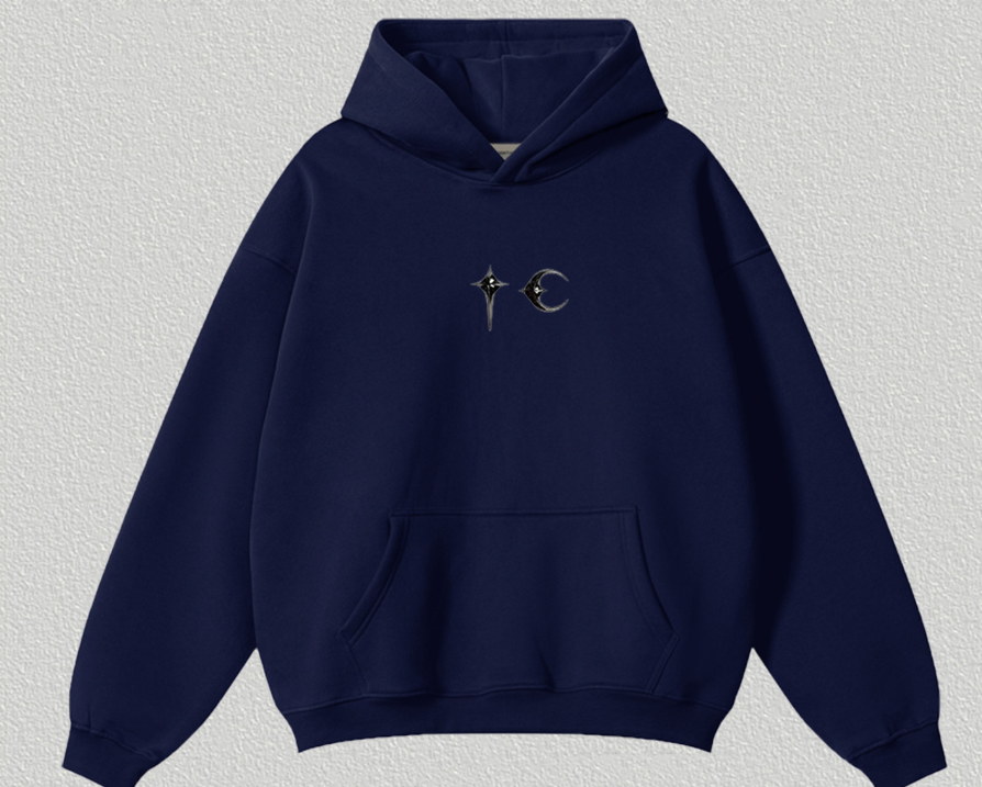 Fear of God FOG Navy Star Moon Graphic Hoodie
