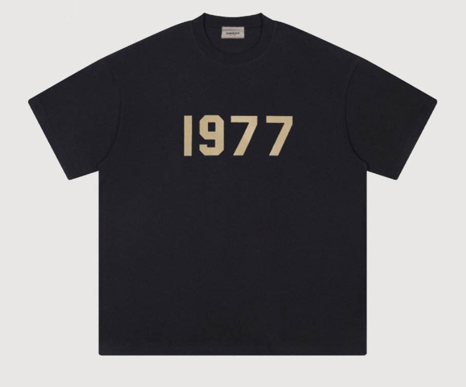 Fear of God Essentials 1977 Flocked Black T-Shirt