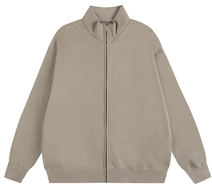 Fear of God Essentials Khaki Full-Zip Stand Collar Jacket