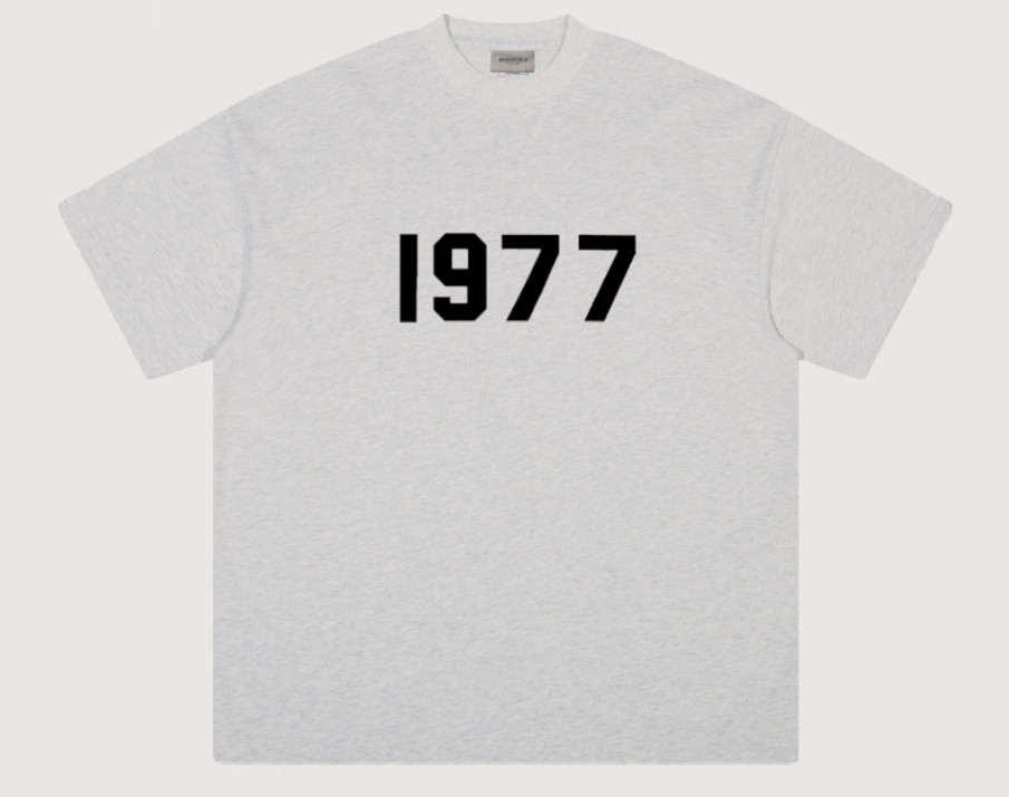 Fear of God Essentials 1977 Flocked Light Gray T-Shirt
