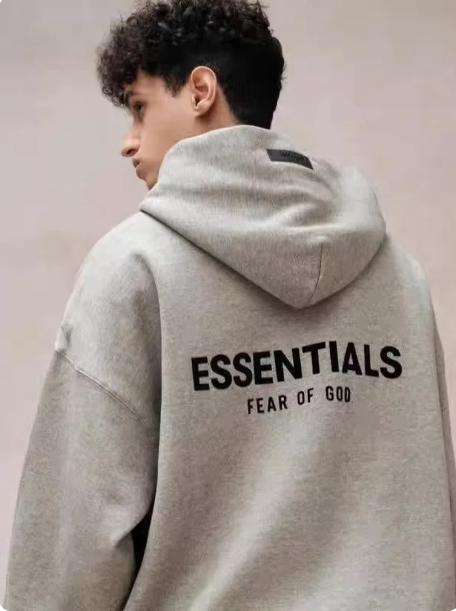 Fear of God Essentials Heather Gray Back Logo Hoodie