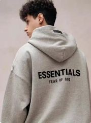 Fear of God Essentials Heather Gray Back Logo Hoodie