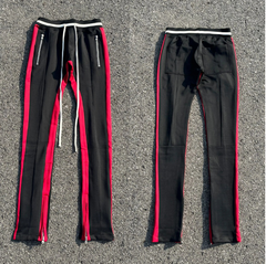 Fear of God 5th Season Black Track Pants with Red Stripes