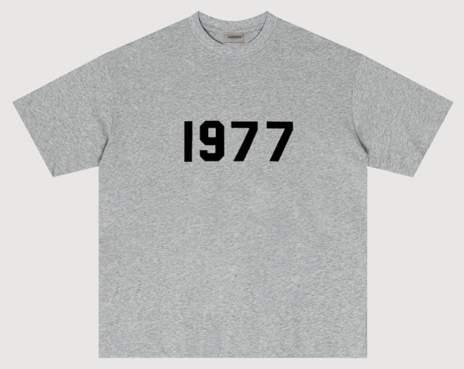Fear of God Essentials 1977 Flocked Heather Gray T-Shirt
