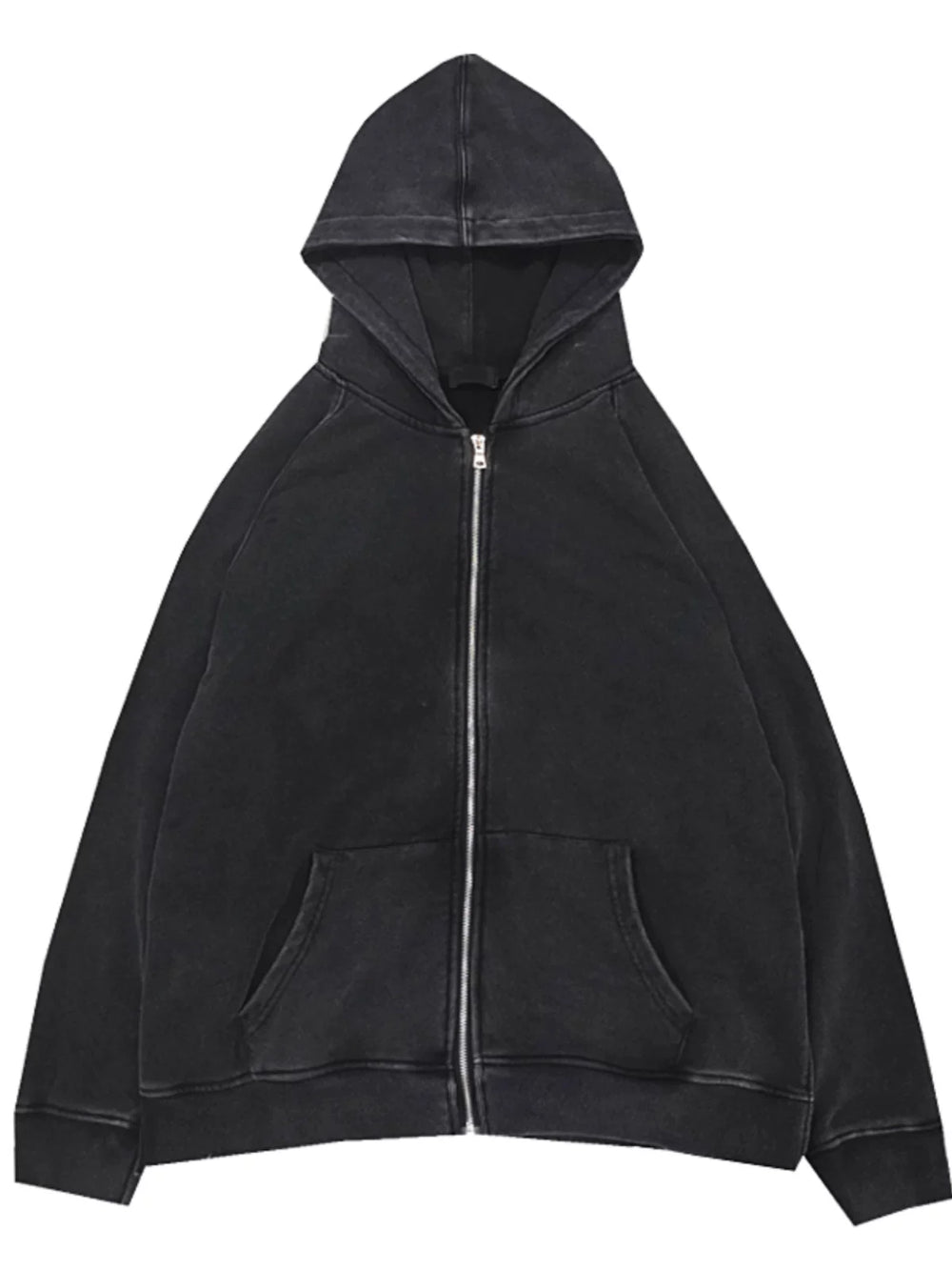 European and American high street FOG split zipper jacket men's autumn and winter dark fashion brand washed old hoodie sweatshirt hip-hop