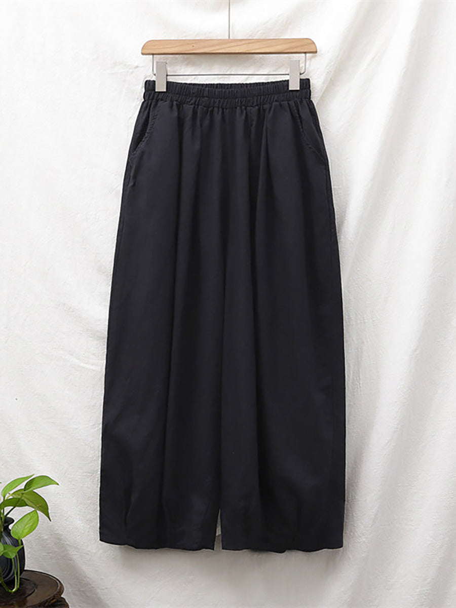 Plus Size  Women Cotton Linen Pocket Casual Lantern Pants