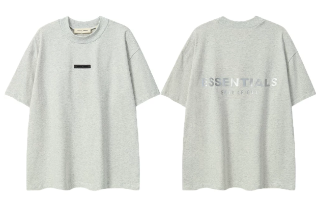 Fear of God Essentials Reflective Block Logo Heather Grey T-Shirt
