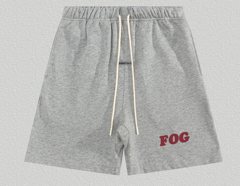 Fear of God Essentials Heather Gray Red FOG Shorts