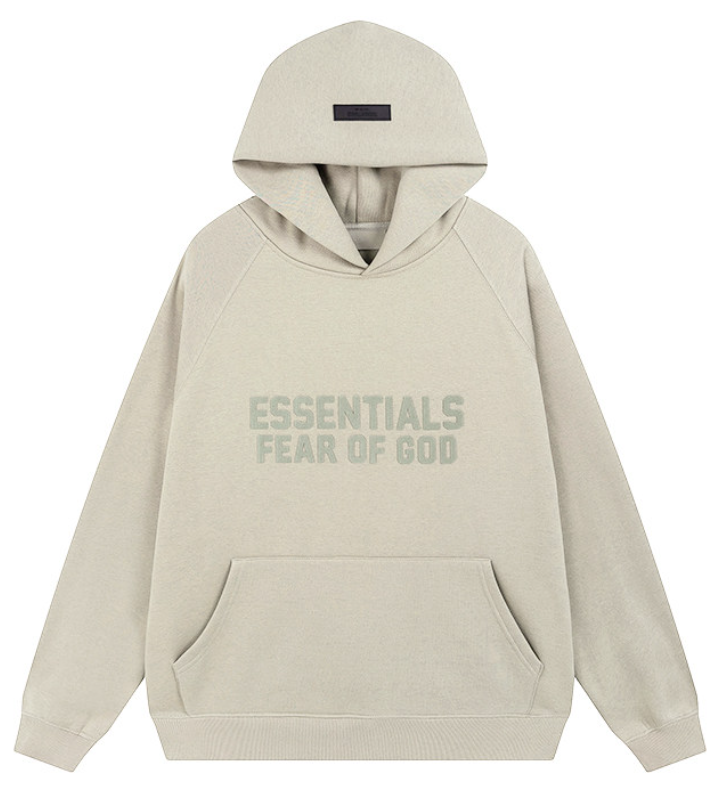 Fear of God Essentials Oatmeal Flocked Logo Hoodie