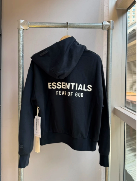 Fear of God Essentials Black Oversized Logo Hoodie