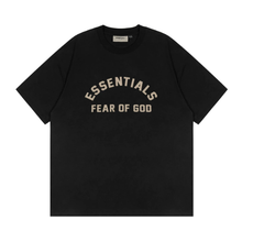 Fear of God Essentials Arch Logo Flocked Black T-Shirt