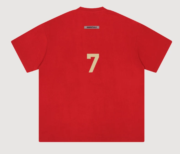 Fear of God Essentials 7 Flocked Red T-Shirt