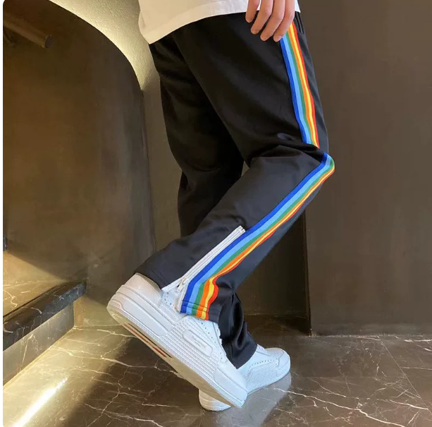 FOG Rainbow Stripe Black Track Pants