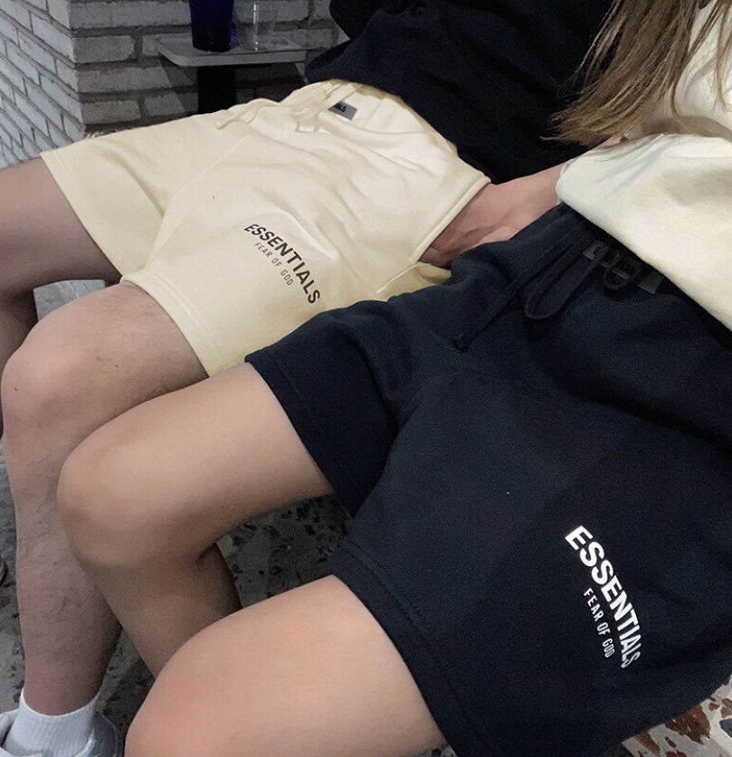 Fear of God Essentials Cream Yellow Logo Shorts