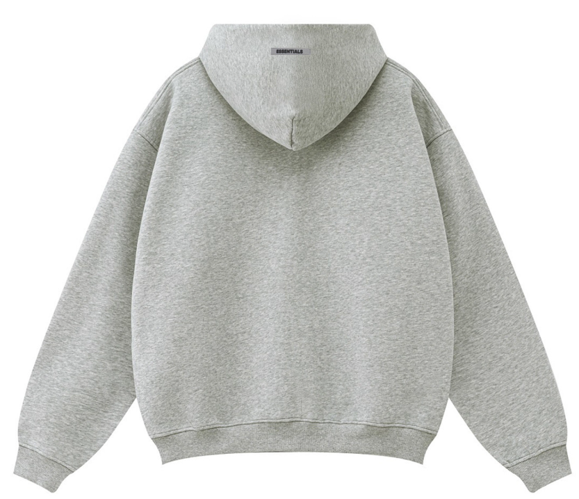 Fear of God Essentials Heather Grey Cross Logo Zip Hoodie