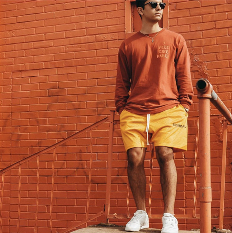 Fear of God Essentials Yellow Double-Layer Mesh Shorts