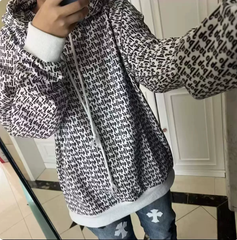 Fear of God Essentials Black White Allover Text Hoodie
