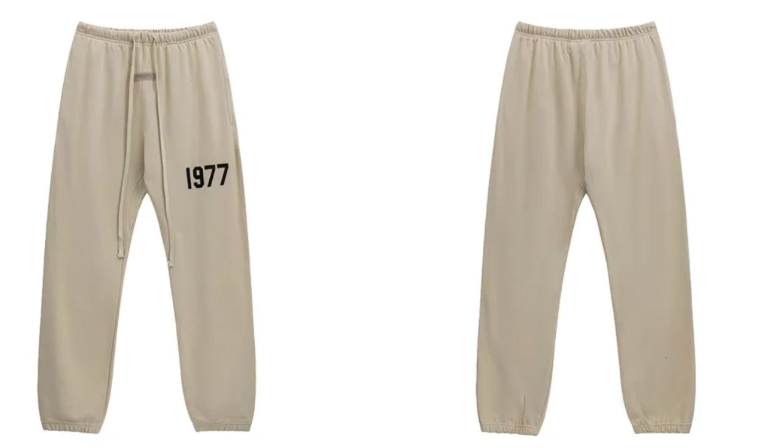 Fear of God Essentials Oatmeal Joggers with Black 1977 Graphic