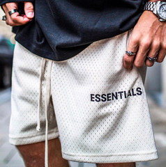 Fear of God Essentials Oatmeal Black Mesh Shorts