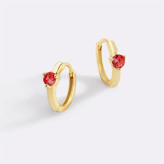 Solitaire Birthstone Huggie Hoop Earrings