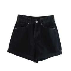 High Waisted Shorts Denim Black