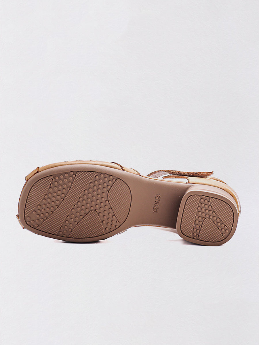 Women Ethnic Genuine Leather Summer Mid-Heel Sandals