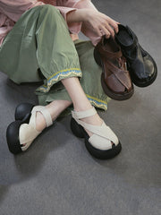 Summer Retro Genuine Leather Platform Sandals