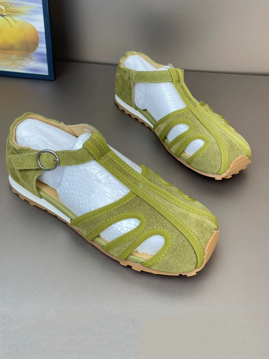 Women Genuine Leather Summer Low-Heel Sandals