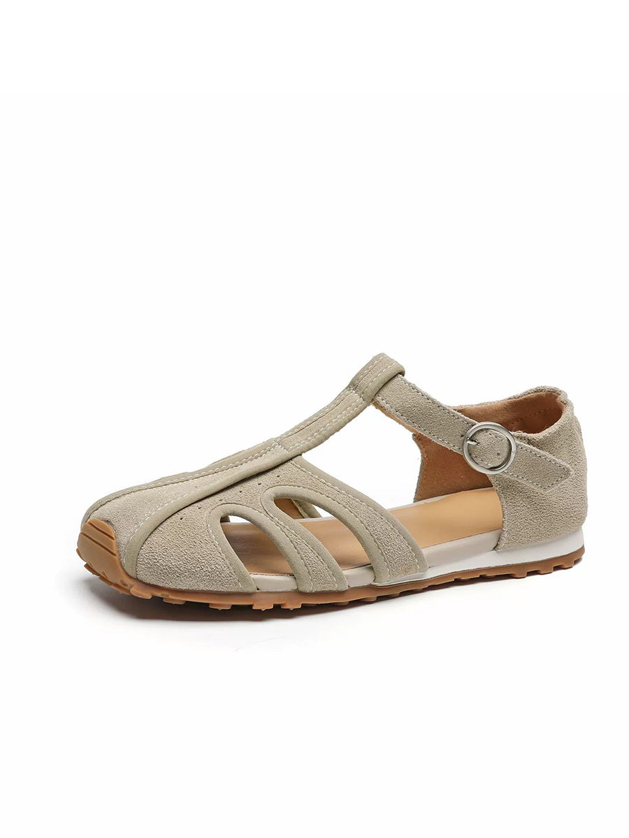 Women Genuine Leather Summer Low-Heel Sandals