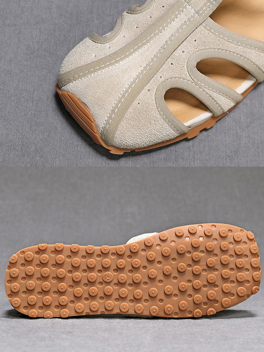 Women Genuine Leather Summer Low-Heel Sandals