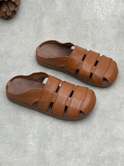 Women Summer Soft Leather Slip-On Sandals