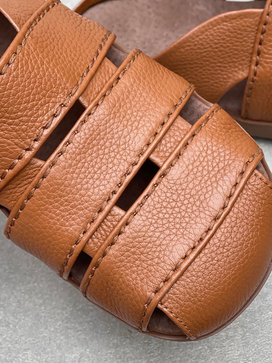 Women Summer Soft Leather Slip-On Sandals