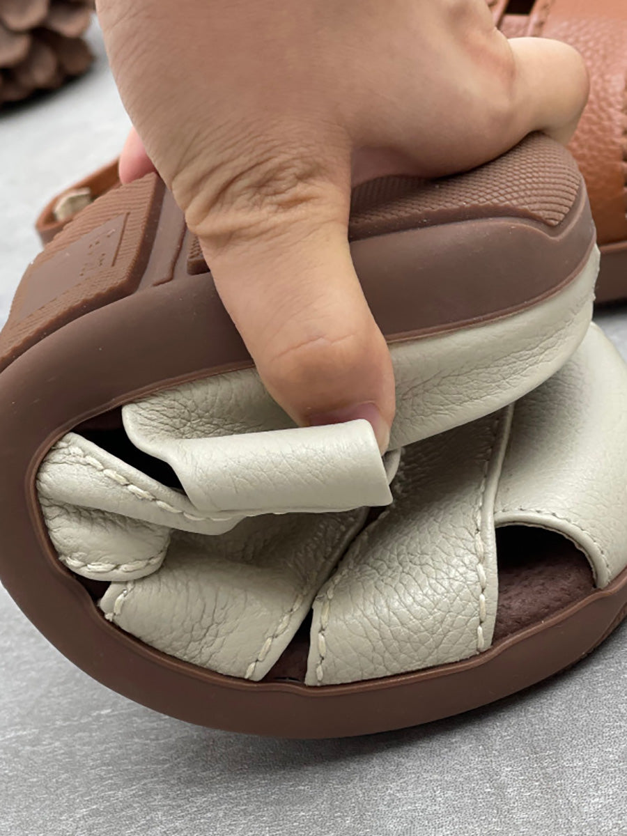 Women Summer Soft Leather Slip-On Sandals