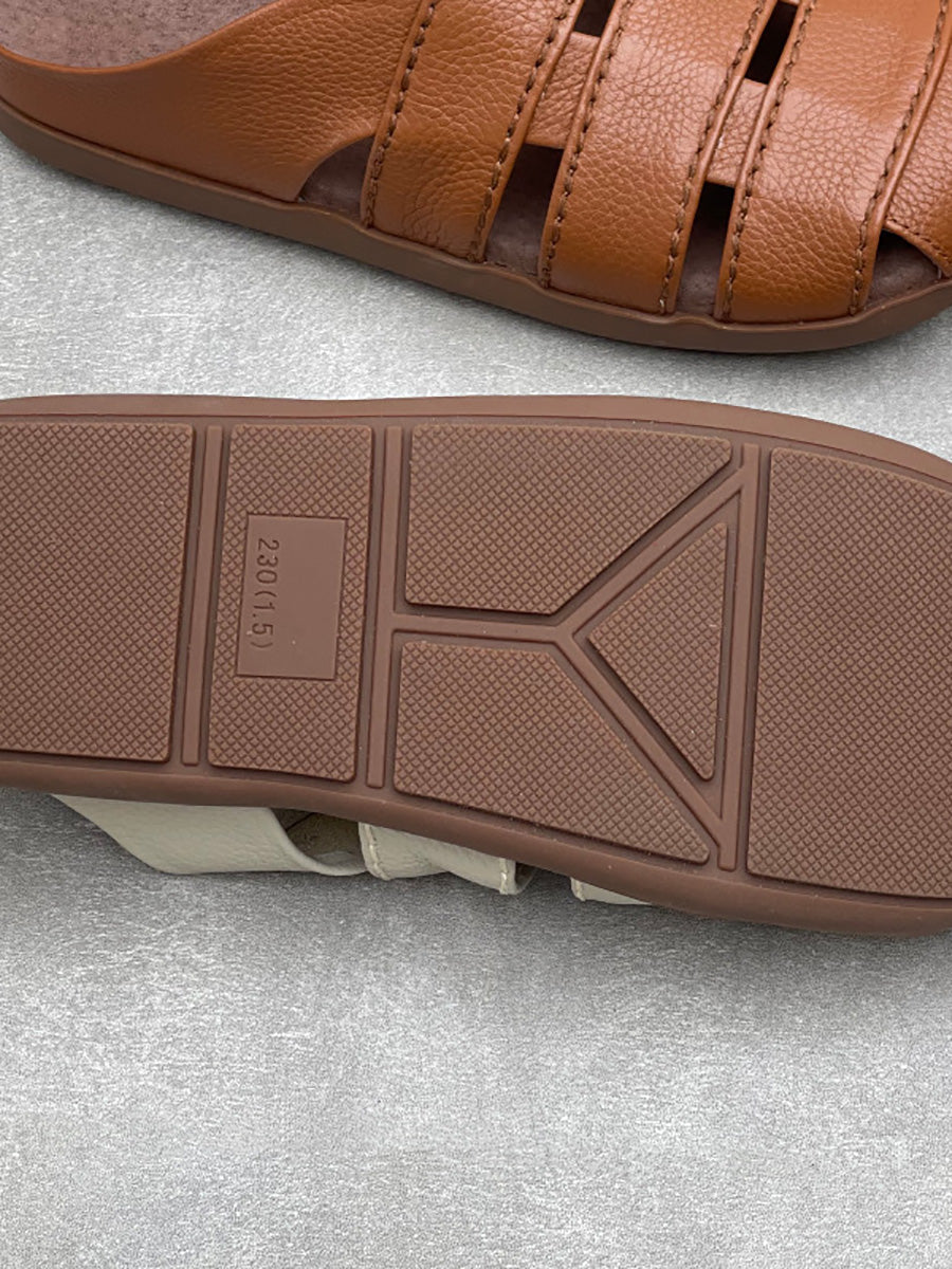 Women Summer Soft Leather Slip-On Sandals