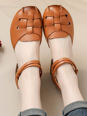 Women Genuine Leather Summer Wedge Sandals