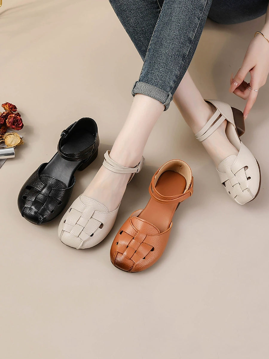 Women Genuine Leather Summer Wedge Sandals